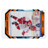 Ice Hockey Speler Keepsake Op Cool Sinaasappel Cus Magneet (Horizontaal)