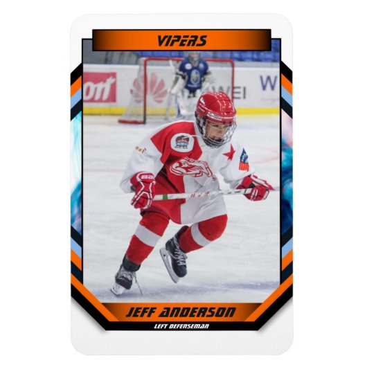 Ice Hockey Speler Keepsake Op Cool Sinaasappel Cus Magneet (Verticaal)
