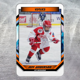 Ice Hockey Speler Keepsake Op Cool Sinaasappel Cus Magneet
