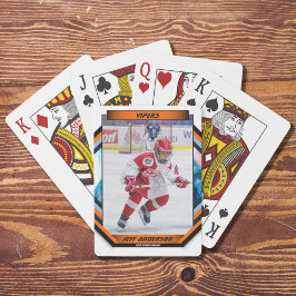 Ice Hockey Speler Keepsake Op Cool Sinaasappel Cus Pokerkaarten