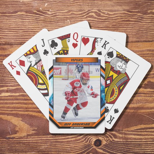 Ice Hockey Speler Keepsake Op Cool Sinaasappel Cus Pokerkaarten