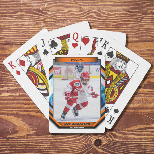 Ice Hockey Speler Keepsake Op Cool Sinaasappel Cus Pokerkaarten