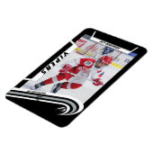 Ice Hockey Speler Keepsake Op Levendig Zilver Zwar Magneet (Linkerzijde)