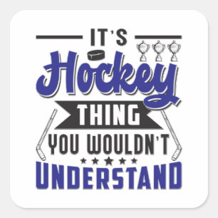 Ice Hockey Speler Stick Team Puck Grappig cadeau i Vierkante Sticker