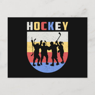 Ice Hockey Speler Stick Team Puck Retro Grappig ca Briefkaart