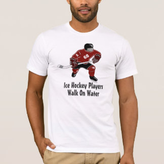 Ice Hockey-spelers lopen op water T-shirt Rood