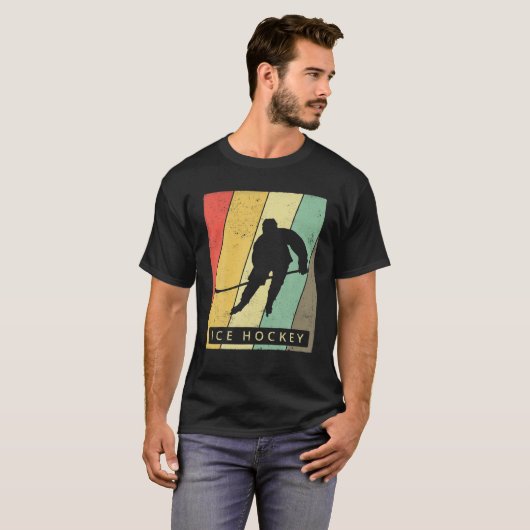  Ice Hockey Sport Retro Poster T-shirt (Voorkant volledig)