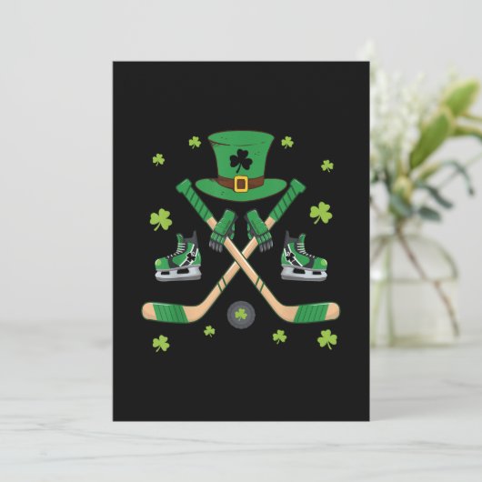 Ice Hockey St Patricks Day Cute Gift Goalie Clover Kaart (Staand voorkant)