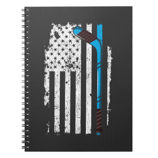 Ice Hockey Stick US American Flag Notitieboek (Voorkant)