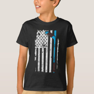 Ice Hockey Stick US American Flag T-shirt