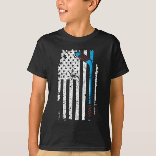 Ice Hockey Stick US American Flag T-shirt (Voorkant)