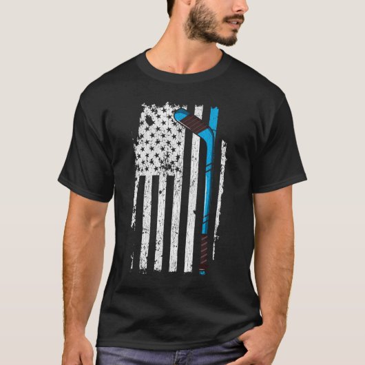 Ice Hockey Stick US American Flag T-shirt (Voorkant)