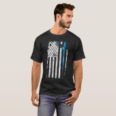Ice Hockey Stick US American Flag T-shirt (Voorkant volledig)