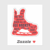 Ice hockey sticker - rode schaatsen met woorden (Vel)