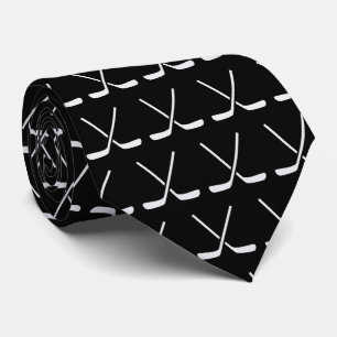Ice Hockey Sticks Pattern Black Background Stropdas