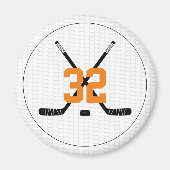 Ice Hockey Sticks Puck Speler Nummer Team Kleur Magneet (Voorkant)