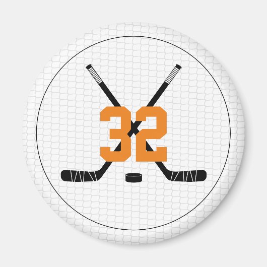 Ice Hockey Sticks Puck Speler Nummer Team Kleur Magneet (Voorkant)