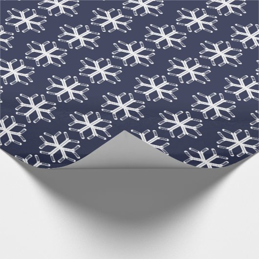 Ice Hockey Sticks Snowflake Pattern Gift Wrap Cadeaupapier (Hoek)