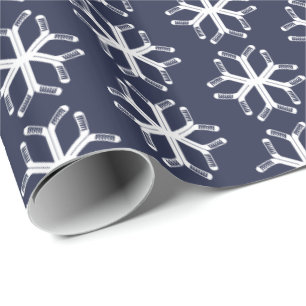 Ice Hockey Sticks Snowflake Pattern Gift Wrap Cadeaupapier