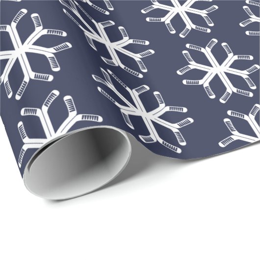 Ice Hockey Sticks Snowflake Pattern Gift Wrap Cadeaupapier (Rol Hoek)