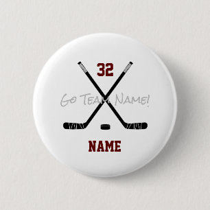 Ice Hockey Sticks Team Custom Player Name Number Ronde Button 5,7 Cm