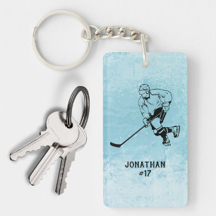 Ice Hockey Team Speler Monogram Sleutelhanger