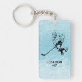 Ice Hockey Team Speler Monogram Sleutelhanger (Voorkant)