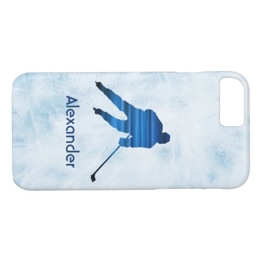 Ice Hockey-telefooncel-speler: blauw Case-Mate iPhone Case (Achterkant (Horizontaal))
