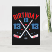Ice Hockey Thirteen Birthday Boy 13th Party Boys A Kaart (Voorkant)