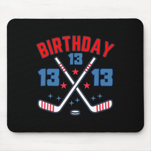 Ice Hockey Thirteen Birthday Boy 13th Party Boys A Muismat (Voorkant)