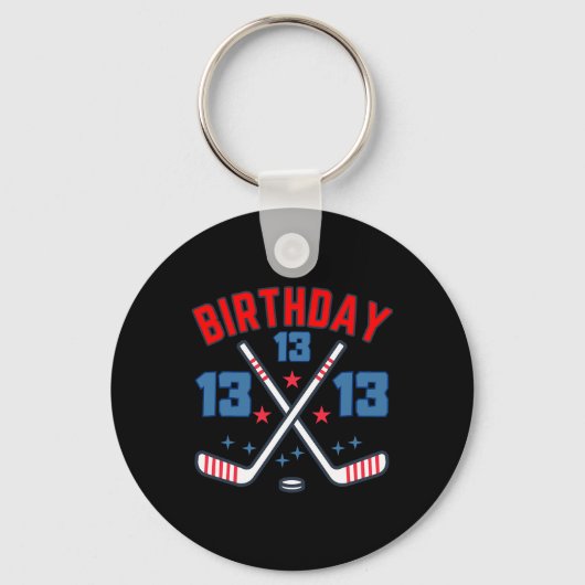 Ice Hockey Thirteen Birthday Boy 13th Party Boys A Sleutelhanger (Voorkant)