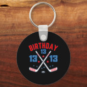 Ice Hockey Thirteen Birthday Boy 13th Party Boys A Sleutelhanger (Voorkant)