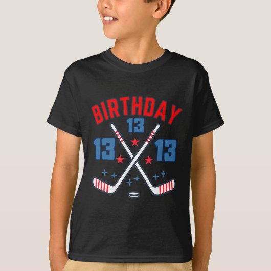 Ice Hockey Thirteen Birthday Boy 13th Party Boys A T-shirt (Voorkant)