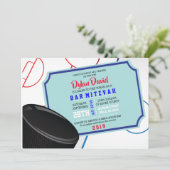 ICE HOCKEY TICKET Bar Bat Mitzvah Uitnodiging (Staand voorkant)