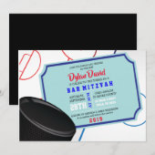 ICE HOCKEY TICKET Bar Bat Mitzvah Uitnodiging (Voorkant / Achterkant)