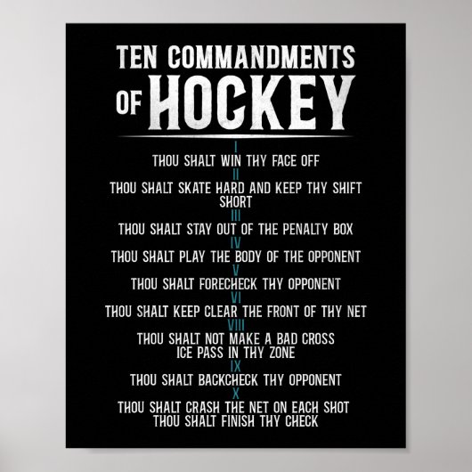 Ice Hockey Tien Geboden van Hockey  Poster (Voorkant)