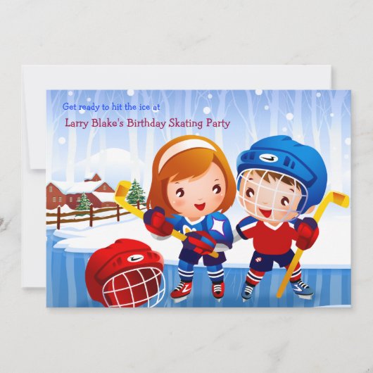 Ice Hockey Tots Invitation Kaart (Voorkant)