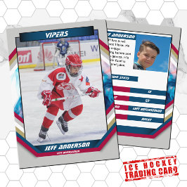 Ice Hockey Trading Kaart in Cool Red Blue Grijs Visitekaartje