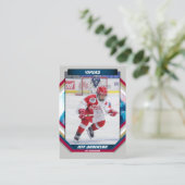 Ice Hockey Trading Kaart in Cool Red Blue Grijs Visitekaartje (Staand voorkant)