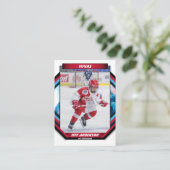 Ice Hockey Trading Kaart in Cool Red Blue Wit Visitekaartje (Staand voorkant)