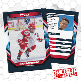 Ice Hockey Trading Kaart in Cool Red Donkerblauw Visitekaartje