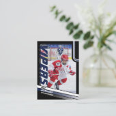 Ice Hockey Trading Kaart in Dynamic Blue Zwart Contactkaartje (Staand voorkant)