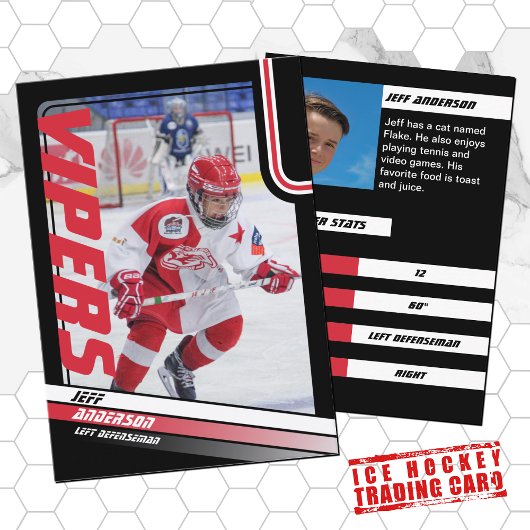 Ice Hockey Trading Kaart in Dynamic Red Black Contactkaartje