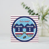 Ice Hockey Twins Jersey V2 1st Birthday Party Kaart (Staand voorkant)