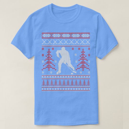 Ice Hockey Ugly KerstSweater Ugly Kerstmis S T-shirt (Design voorkant)