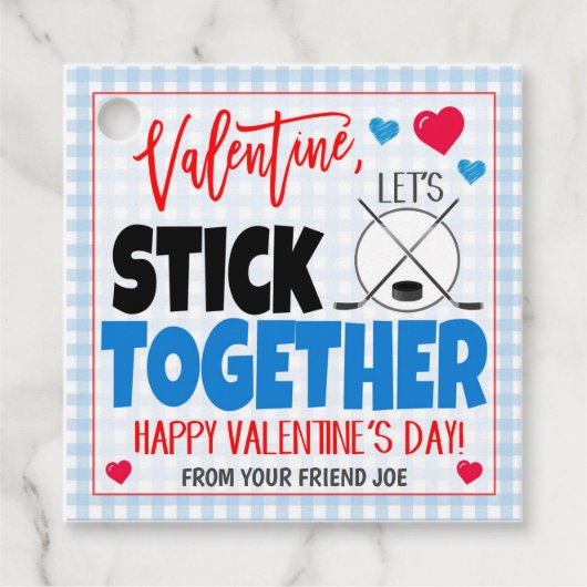 Ice Hockey Valentijn Gift Label (Voorkant)