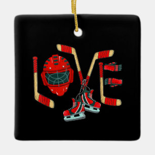 Ice Hockey Valentijnsdag Love Cute Gift Boys Girl Keramisch Ornament