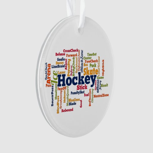Ice Hockey Word Cloud Ornament (voorkant)