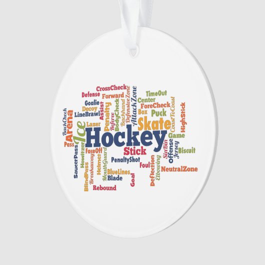 Ice Hockey Word Cloud Ornament (voorkant)