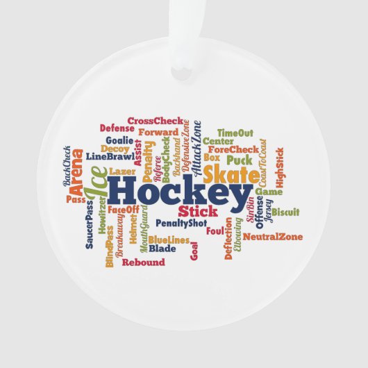 Ice Hockey Word Cloud Ornament (voorkant)